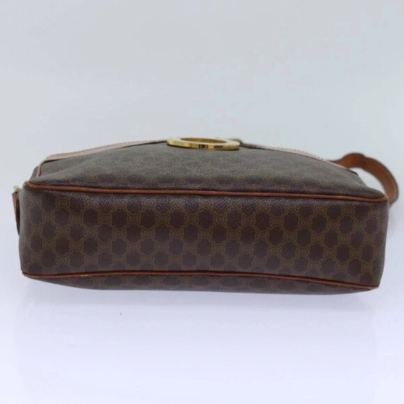 CELINE Macadam Canvas Shoulder Bag PVC Leather Brown Gold Auth 85387 - Picture 7 of 16